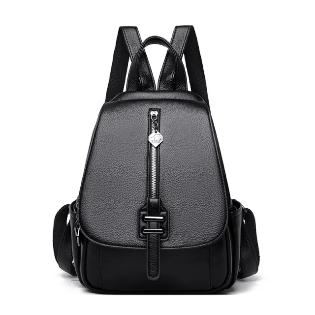 Soft Leather Ladies Backpack Practical And Fashionable Travel Black - Shop at LoveMi