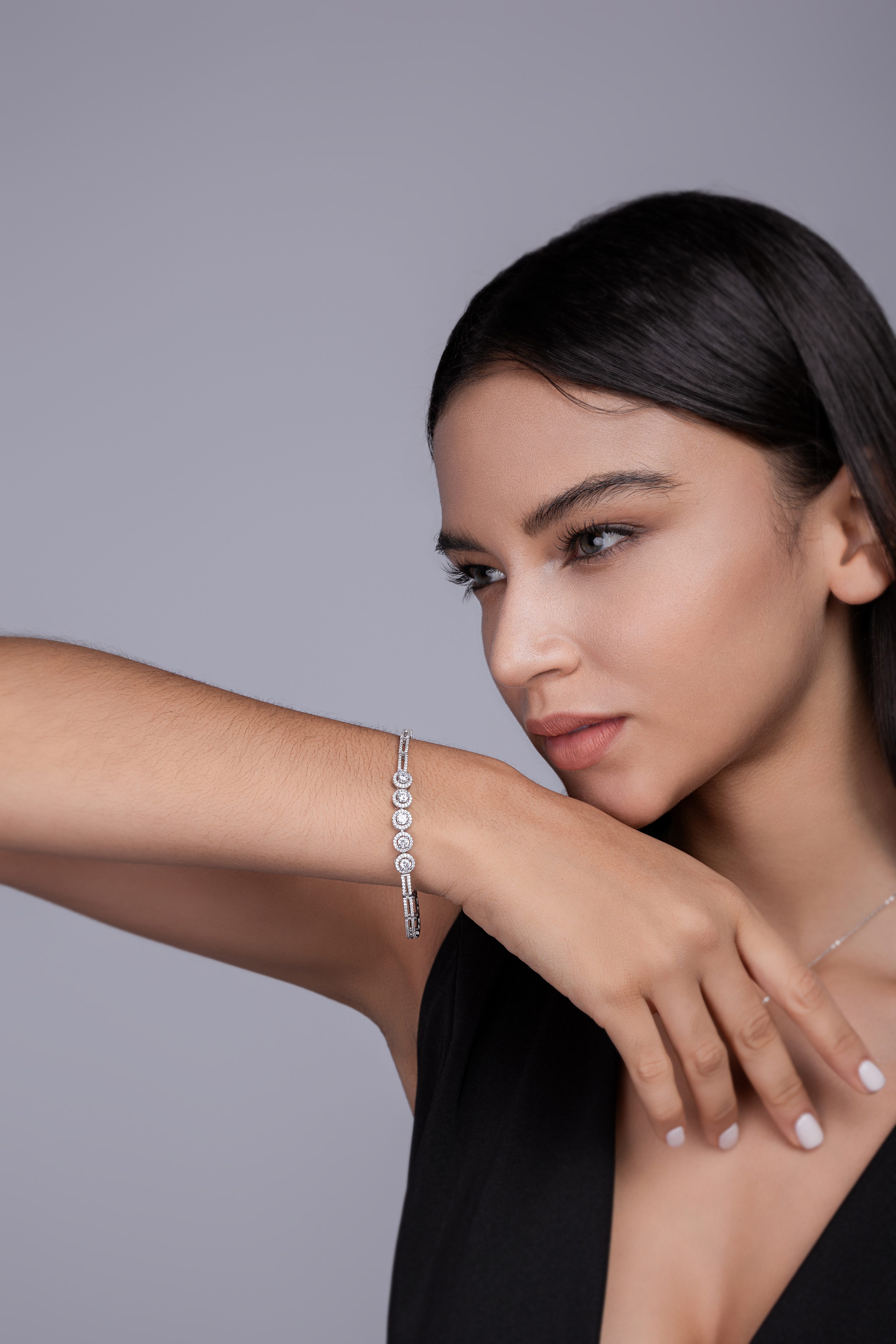0.3-carat Luxury And Fashionable Light Luxury Trend Jewelry Silver Bracelet Set With Top-quality Moissanite, S925 Silver Electroplated Platinum
