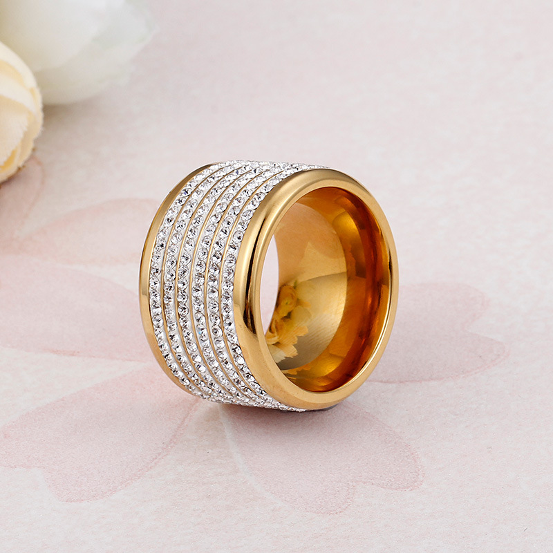 Four Rows Of Diamonds European And American Fashion Exaggerated Zircon Ring