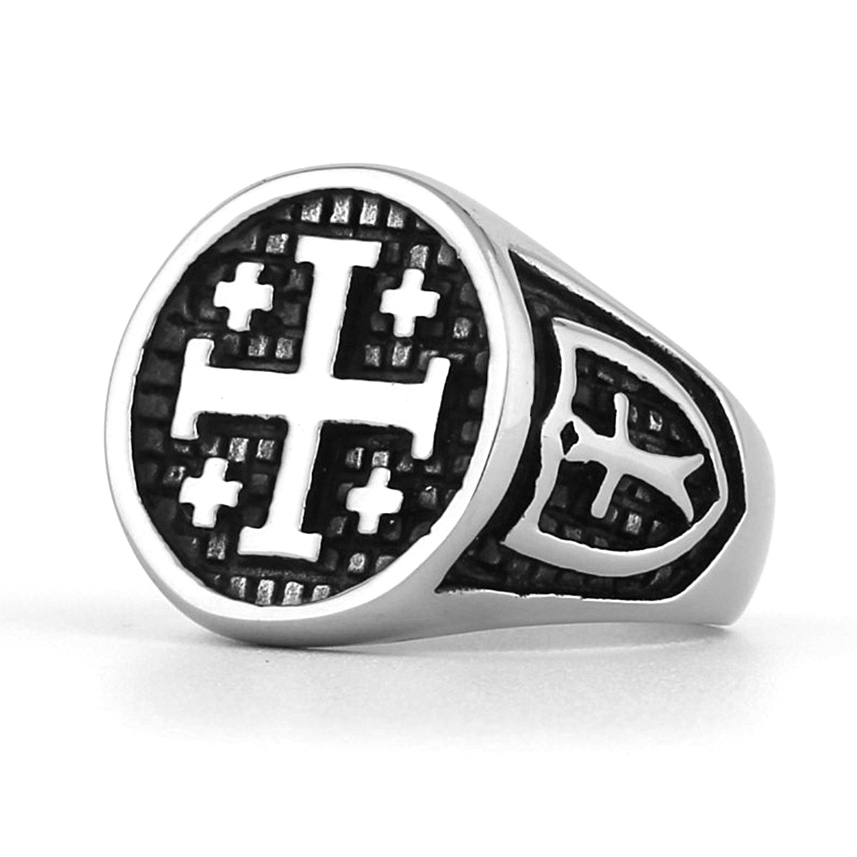 Title 3, Vintage Cross Titanium Steel Ring