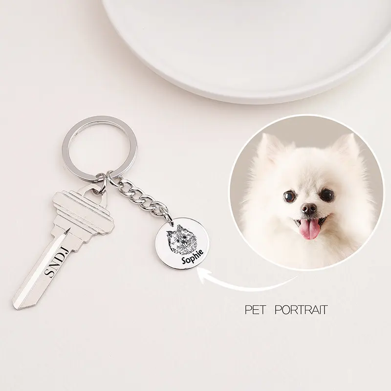 Pet Cat and Dog Photo Diy Keychain