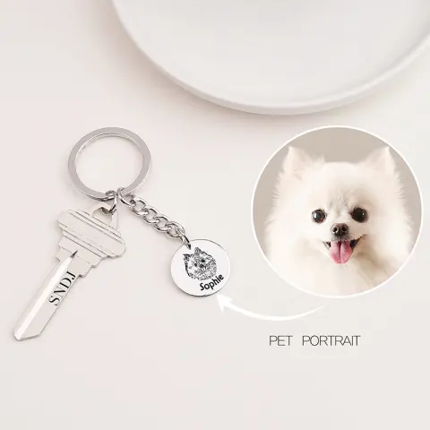 Pet Cat and Dog Photo Diy Keychain