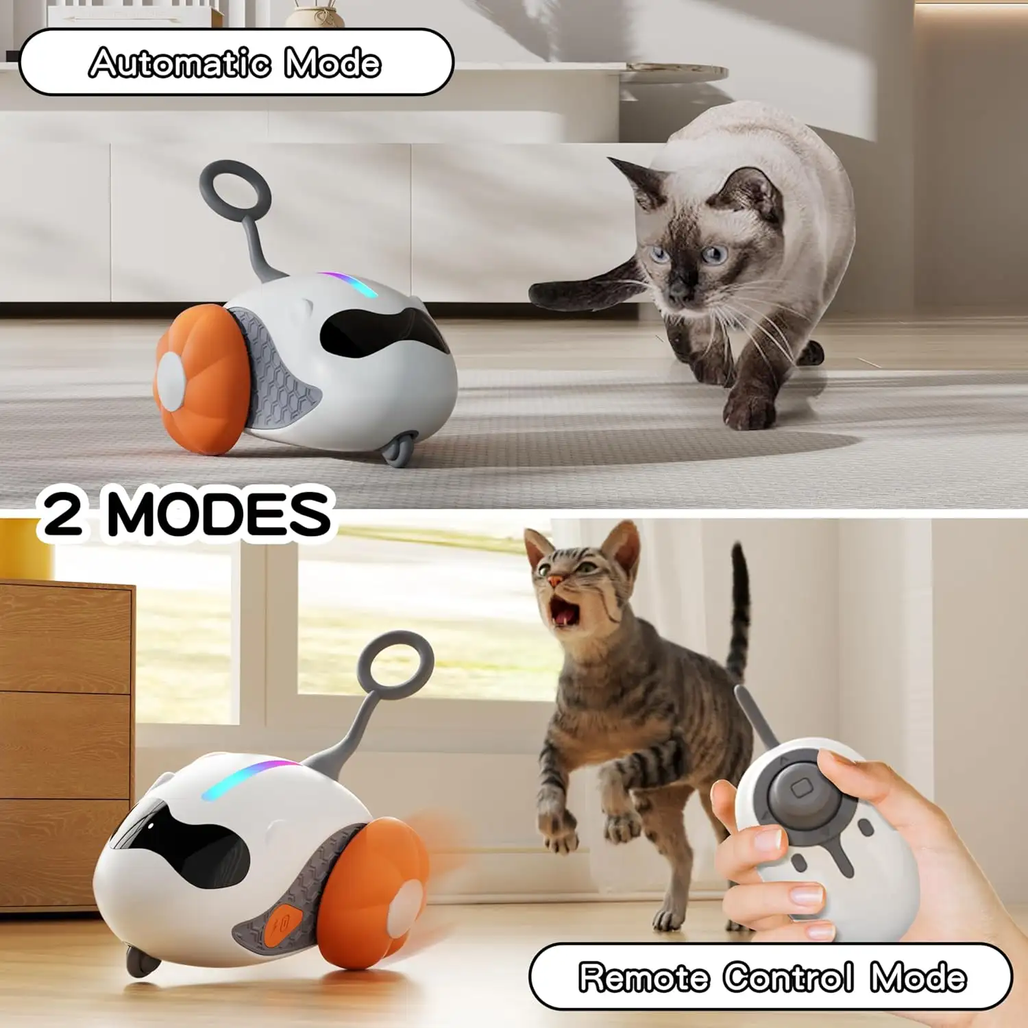 Interactive Cat Toys For Indoor Cats With Upgraded Rechargeable Joystick Remote Control Smart Automatic Moving Cat Toys With Kitten Toys For All Breeds Of Bored