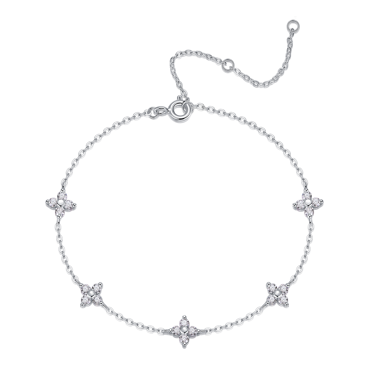 Set With Top-quality Moissanite, This Luxurious And Fashionable Light Luxury Jewelry Silver Bracelet Is Made Of S925 Silver Electroplated With Platinum