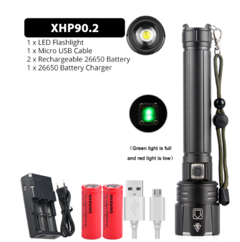 New Glare Flashlight USB Charging Power Display Zoom Glare Flashlight