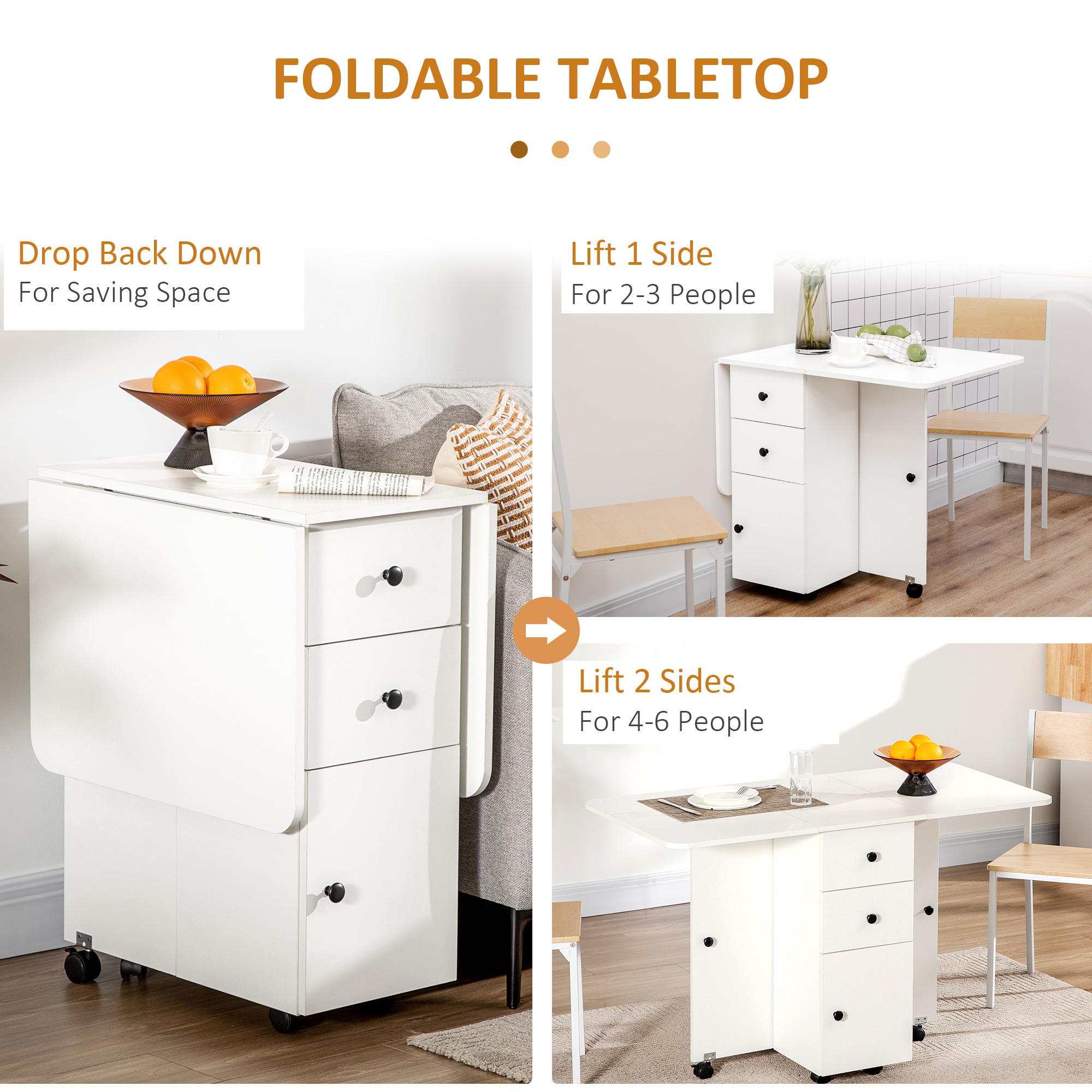 Storage Six Person Folding Dining Table - White — image 8