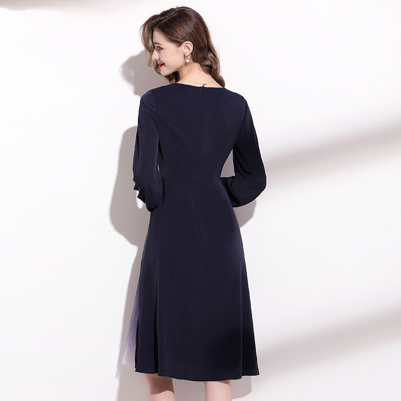 Satin V-Neck A-Line Dress, picture 3 of 5