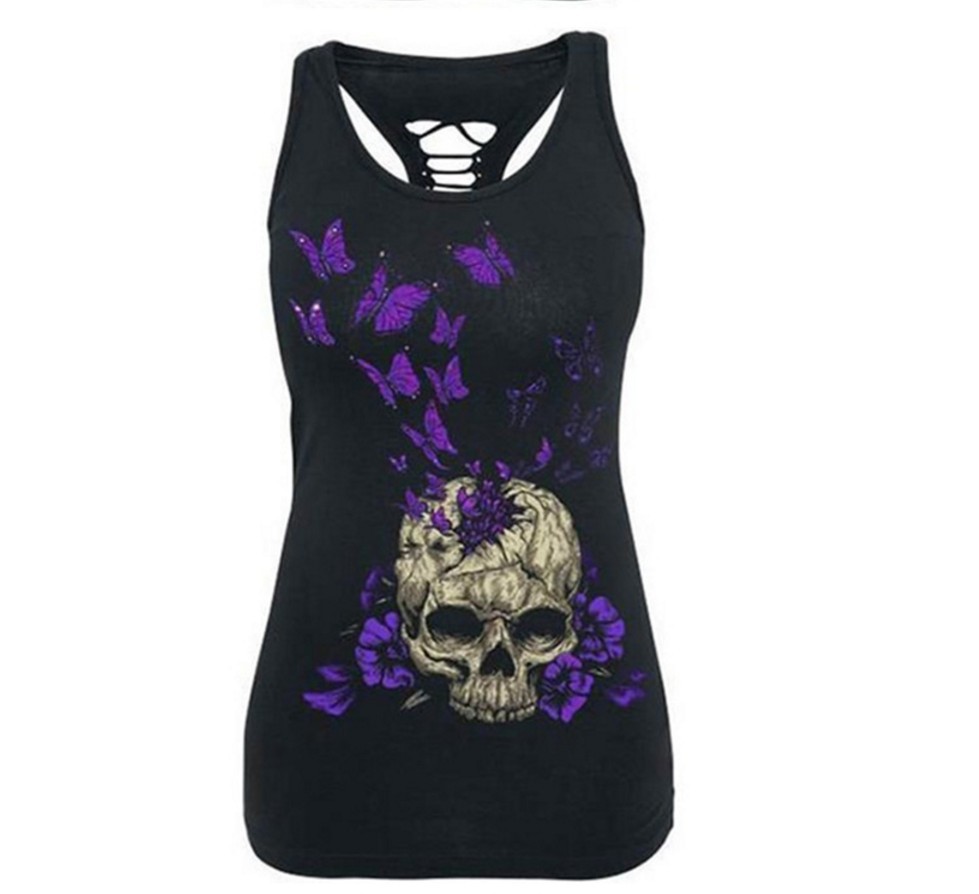 Title 3, Skull print vest voor een opvallende stijl. Bie...