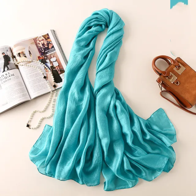Fashion Beach Towel Sun Protection Shawl Silk Scarf Women Peacock Blue - Shop at LoveMi
