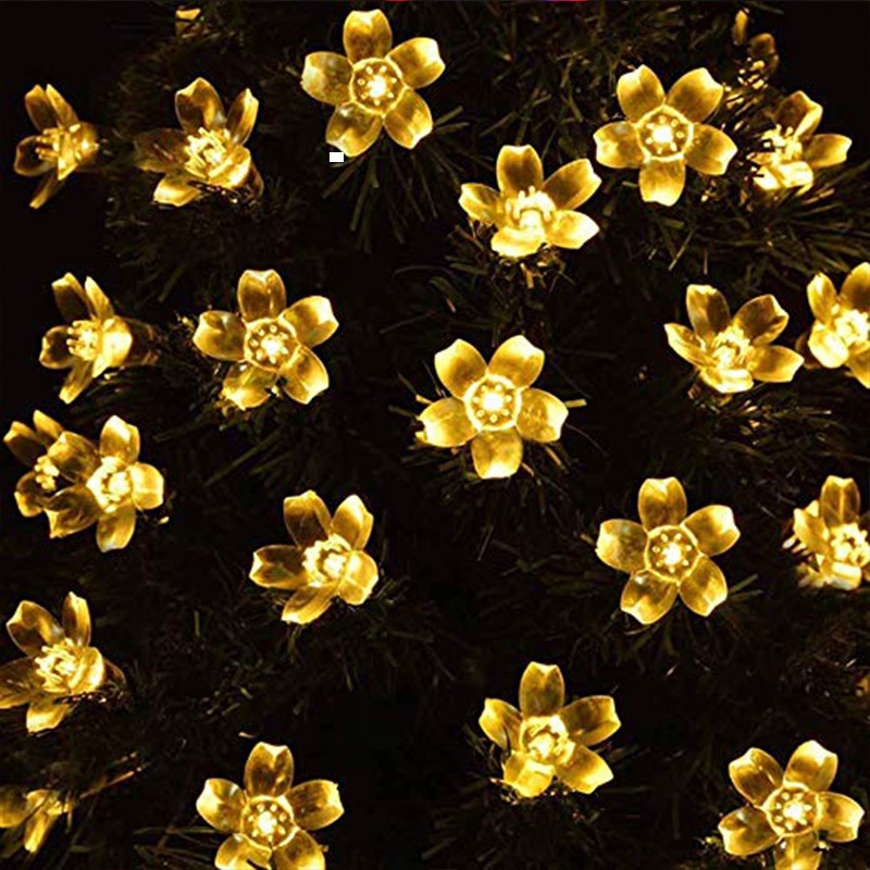 Solar String Lights 12m 100led Peach Flower Waterproof Outdoor