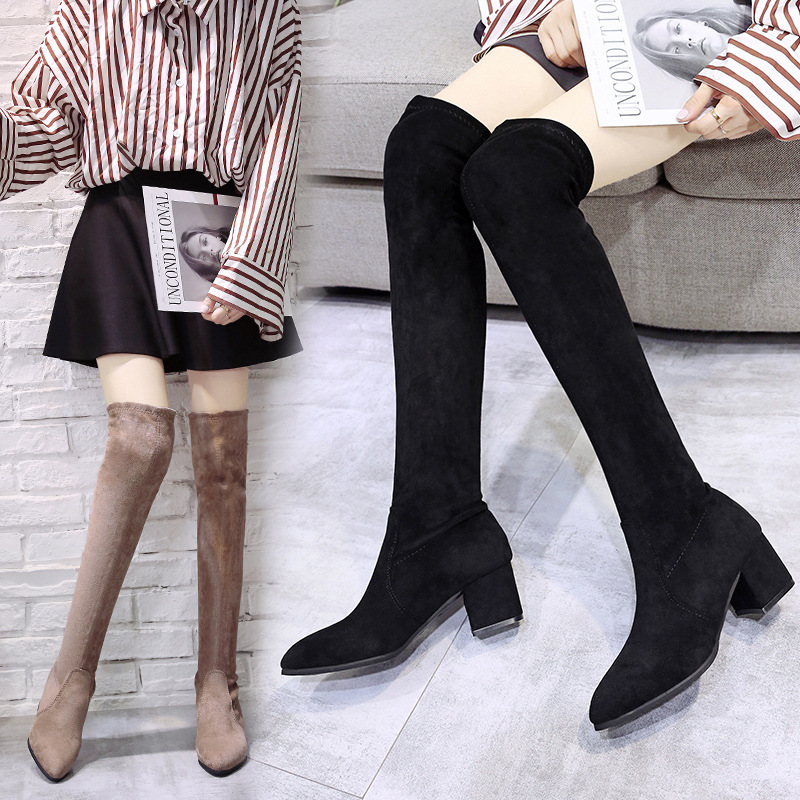 Title 8, Ladies mid-heel pointed thick heel long boots ...