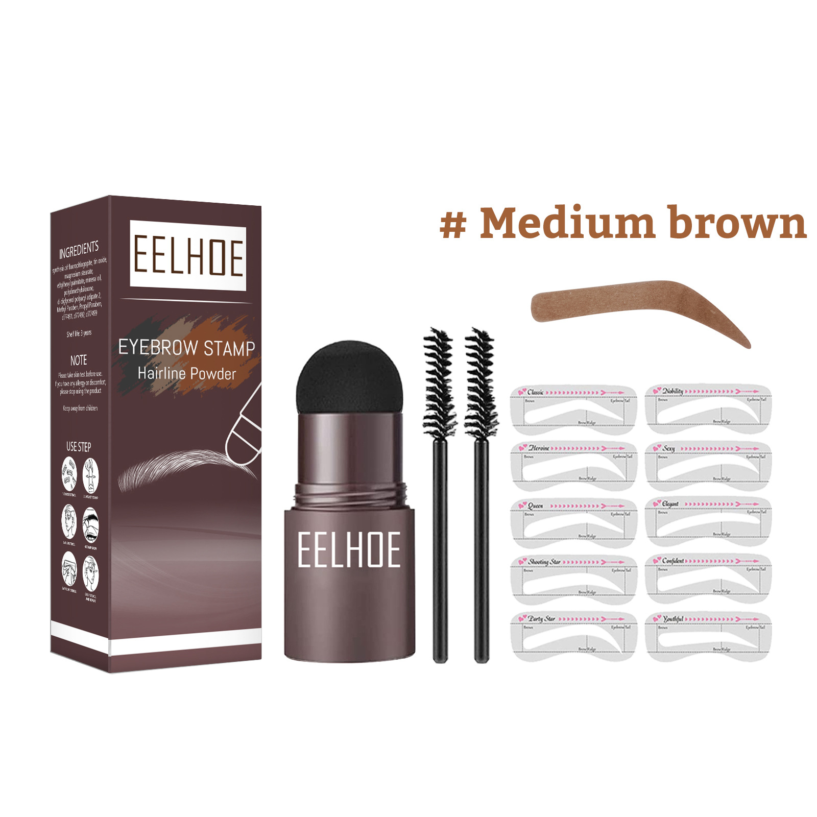 Eyebrow Print Powder 2g Medium Brown Set 1Box