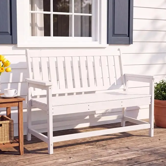 HDPE Outdoor Bench, Weather-Resistant Patio & Porch
