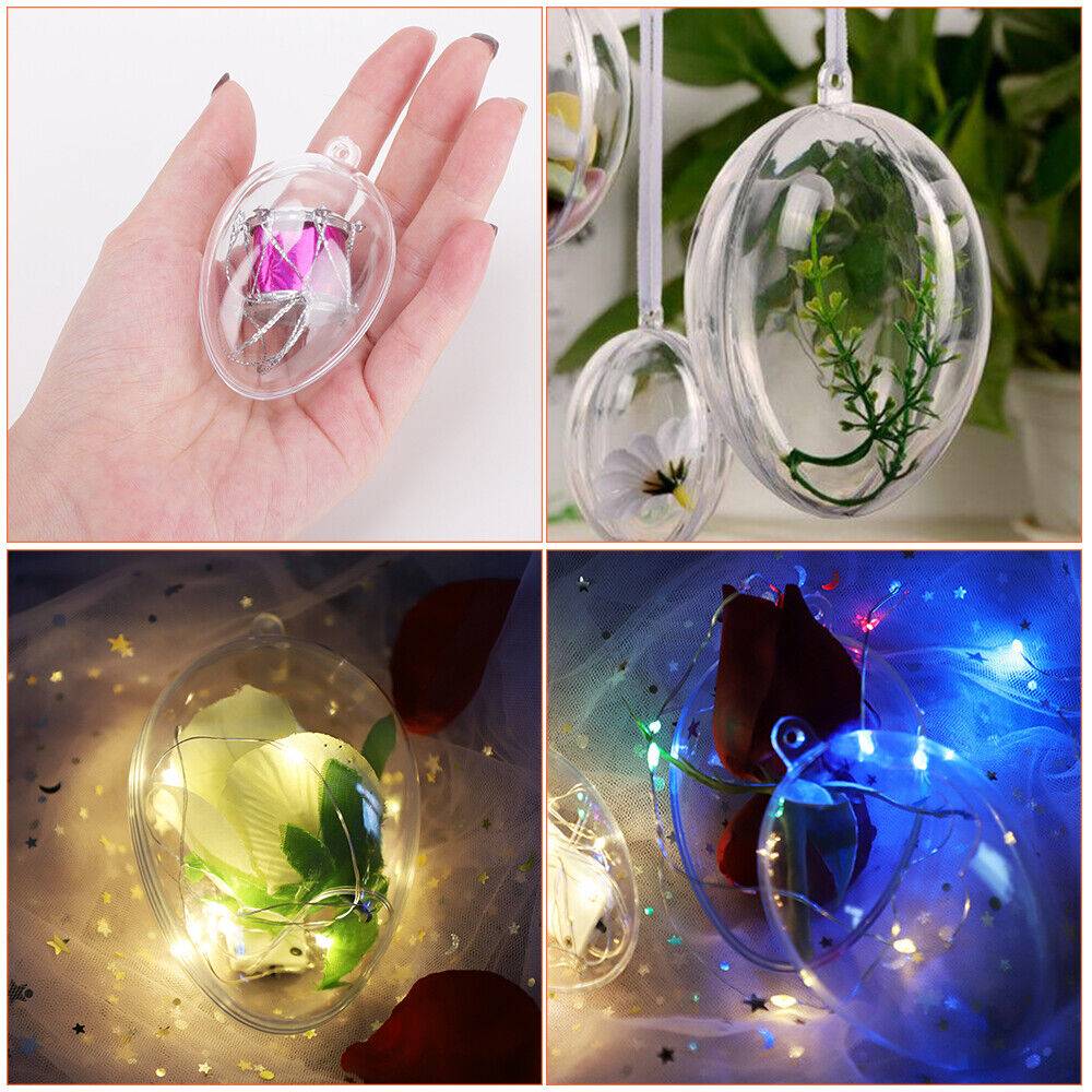 5 PCS Clear Plastic Christmas Balls Baubles Sphere Fillable Xmas Tree Ornament — view 2