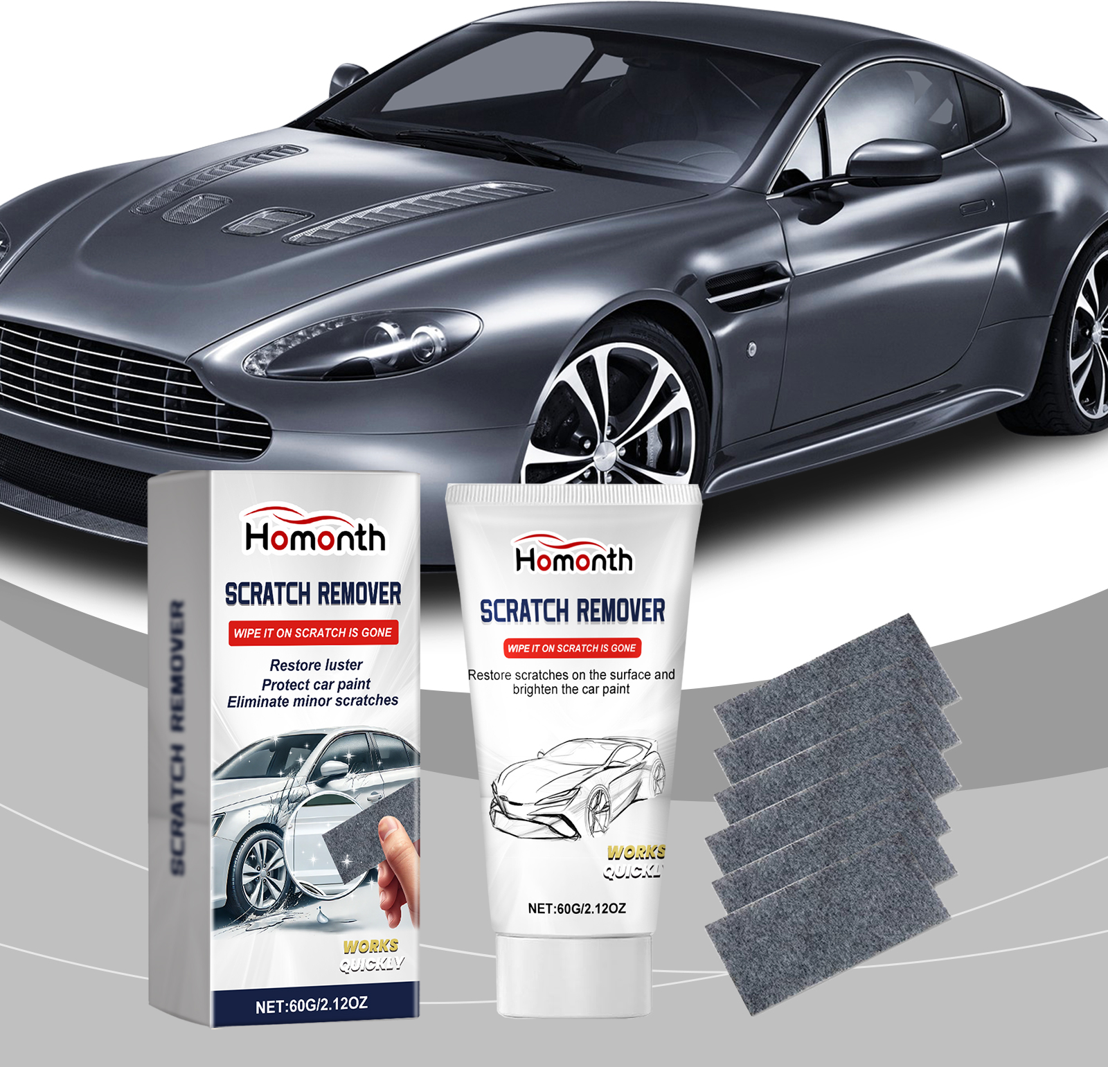 Repair Car Paint Scratches, Polishing And Maintenance Agent, Nano Flash Cloth, Car Scratch Removal Set, 60g Add Cloth, 1 Box 2
