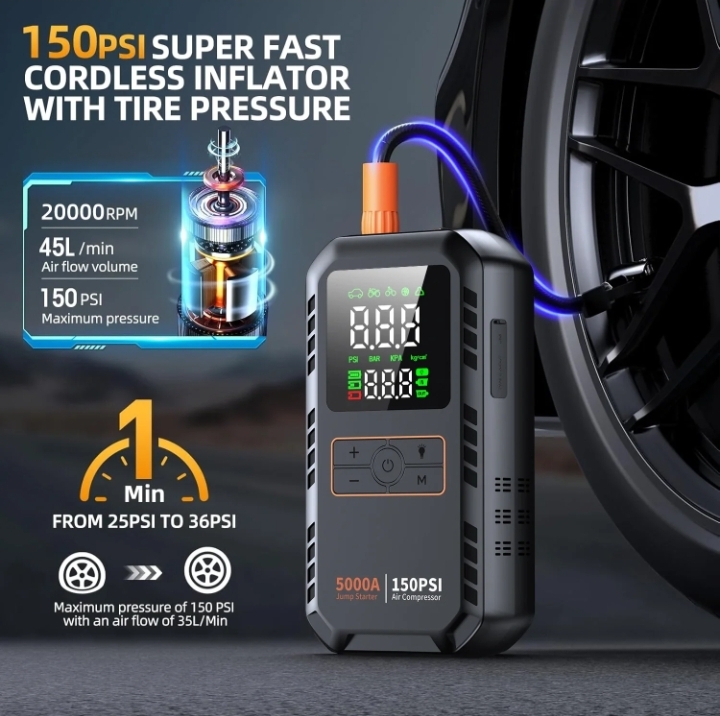 Portable Car Jump Starter And Air Compressor 2 In 1 thumbnail 10