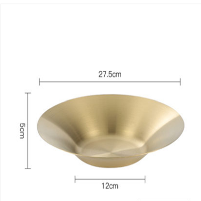 Title 2, Stainless Steel Dinner Golden Round Fruit Plate