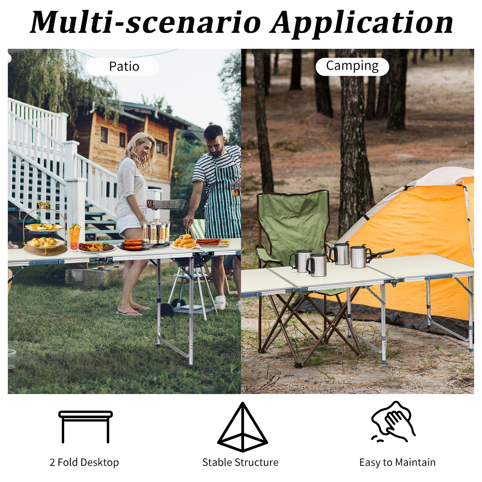 6ft Aluminum Folding Table – Portable & Lightweight