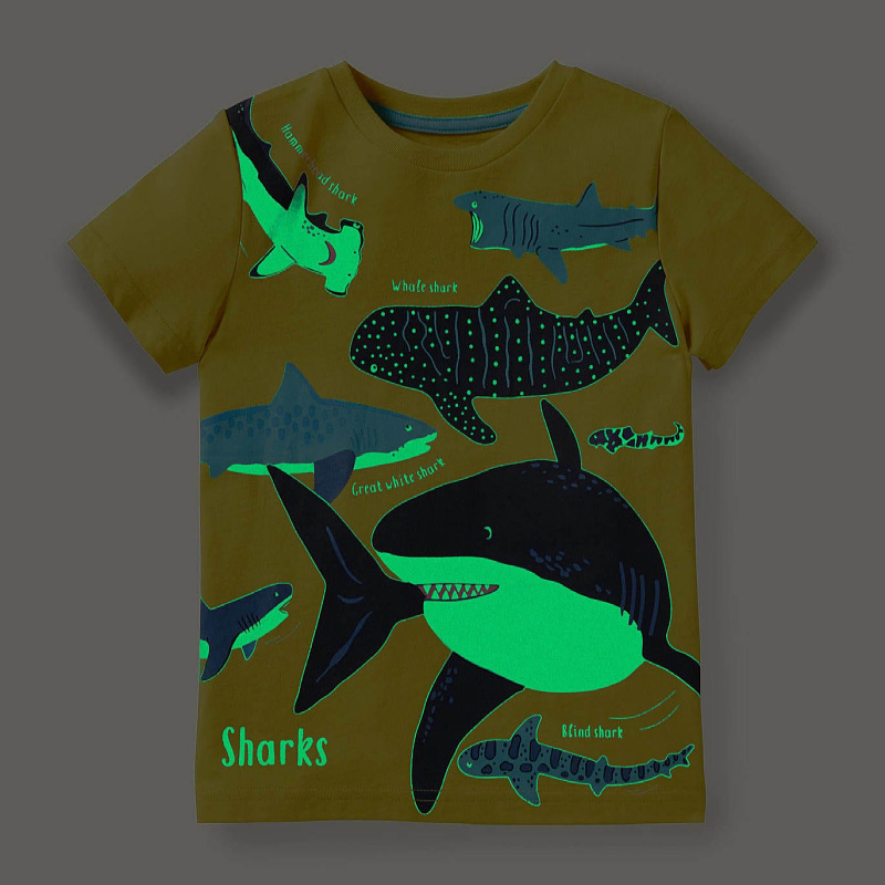 Title 3, Childrens Luminous Shark Pattern Short Sleeve ...