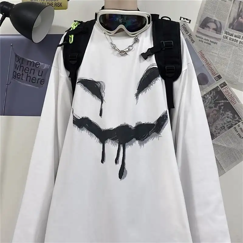 Printed Loose Student Harajuku Long Sleeve T-shirt For Men And Women