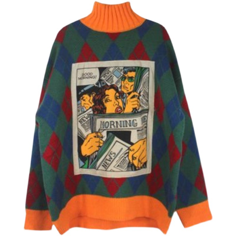 Japanese Retro Sweater Outer Wear Women Loose Mid-Length High Collar Lazy