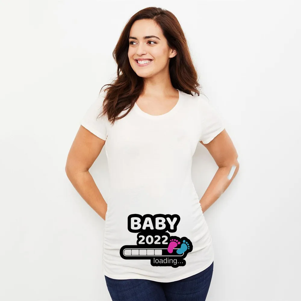 Fashion Loose Print Maternity Dress Print Short Sleeve - I-2Xl