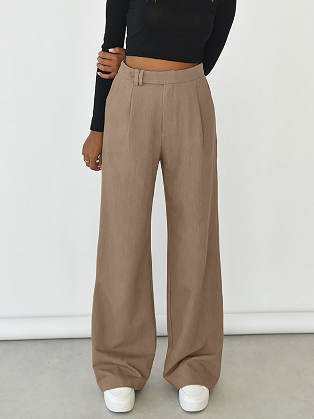 Women's Fashion Temperament Leisure High Waist Straight Pants