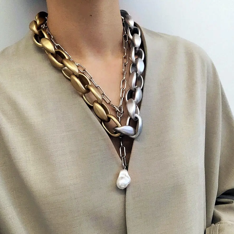 Exaggerated Thick Chain Spring And Autumn Sweater Necklace Hip-hop Style Acrylic