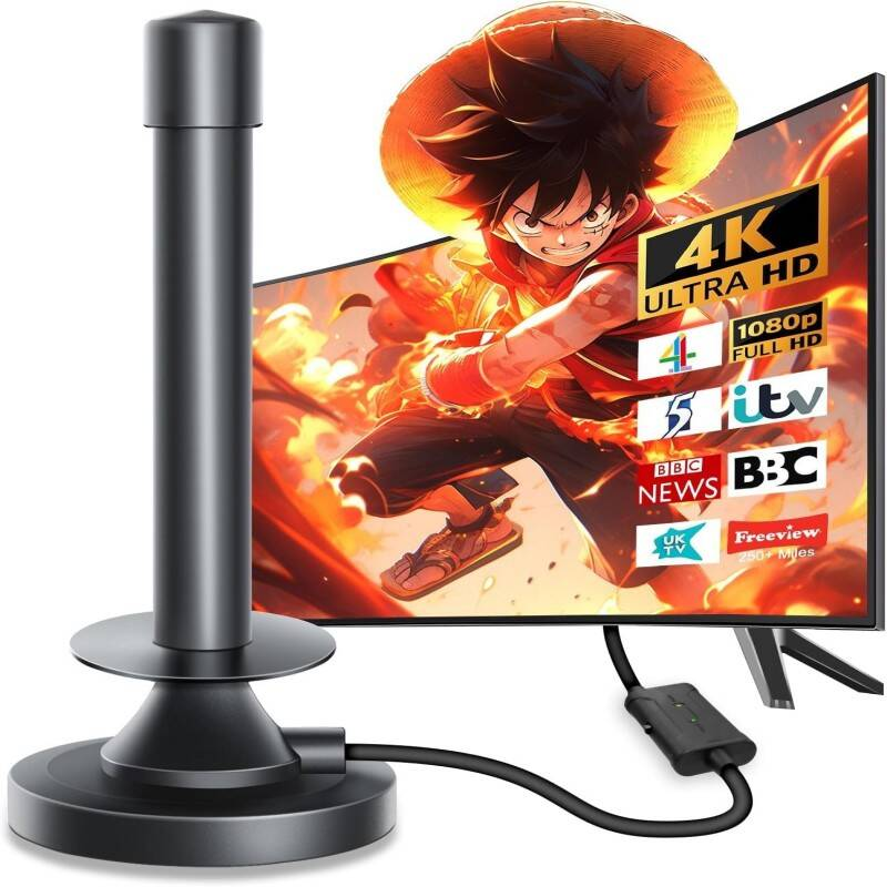 Most Powerful Indoor TV Aerial  Best Indoor TV Aerial For Digital Freeview With Booster  Digital Indoor Aerial 250 Miles Long Range  Smart Signal Tech For Indoor TV Aerials With Strong Signal UK