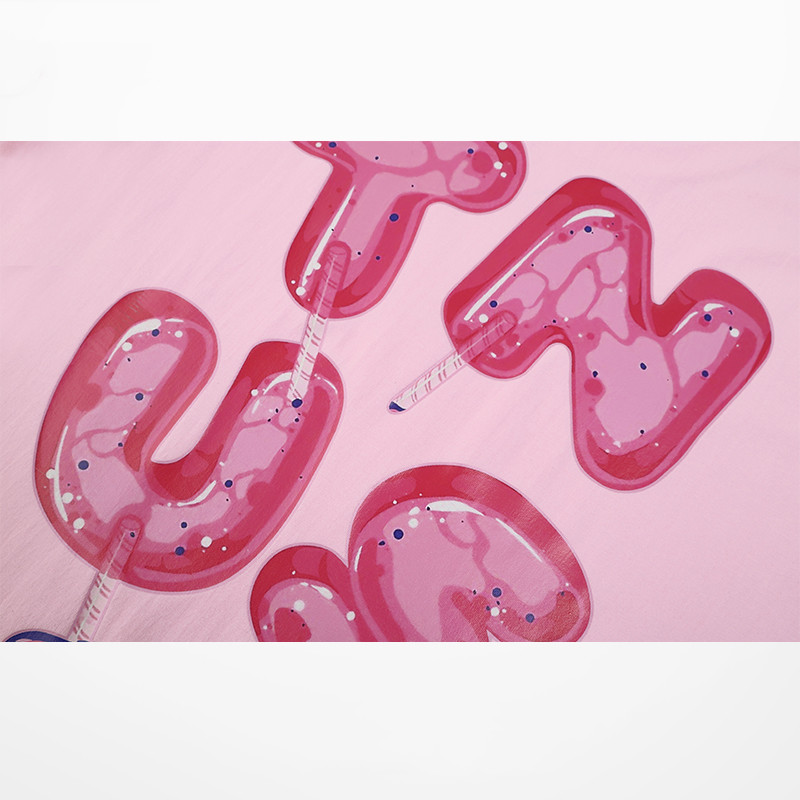 Graffiti Printed Short-sleeved Retro College Loose Cartoon T-shirt