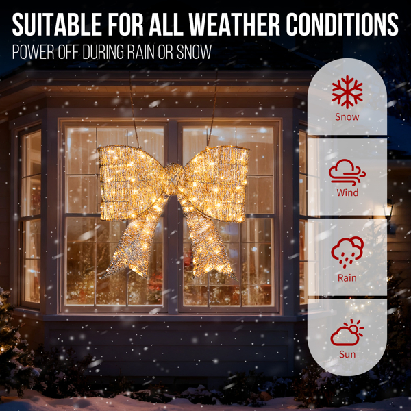 Pre-lit Outdoor Giant Bowknot Christmas Decoration, Lighted Metal Frame With 124 Warm White LED Lights… image 6
