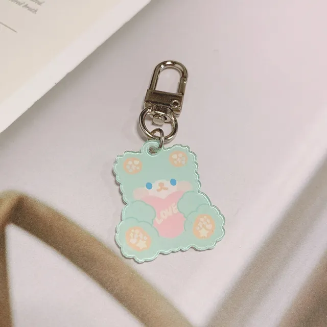 Ins New Bear Keychain Girl Heart Cartoon Pendant Little Green Bear - Shop at LoveMi