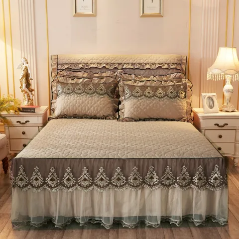 Quilted Lace Bed Skirt Thickened Plus Cotton Bedspread Single