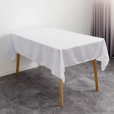 High-end Hotel Banquet Wedding Scene Solid Color Rectangular Satin Tablecloth