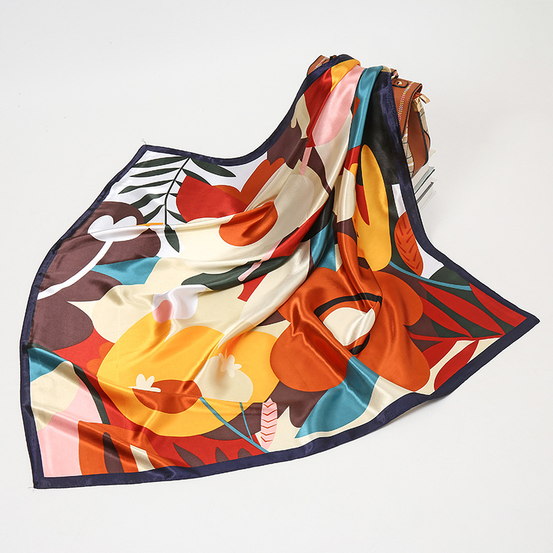 Simple And Elegant Floral Print Silk Scarf For Ladies