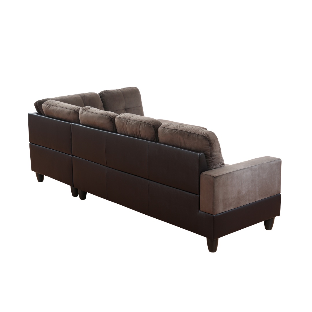 Pickup Only--Dark Brown Flannel And PVC 3-Piece Couch Living Room Sofa Set