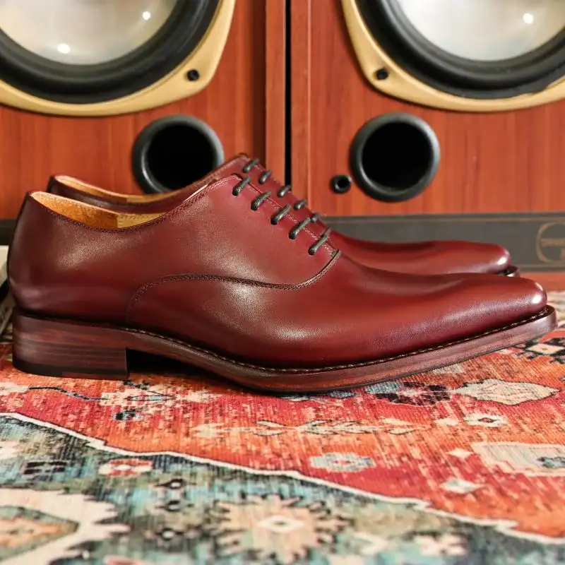 Goodyear Handmade Shoes Super Pointed Toe Wine Red Personality