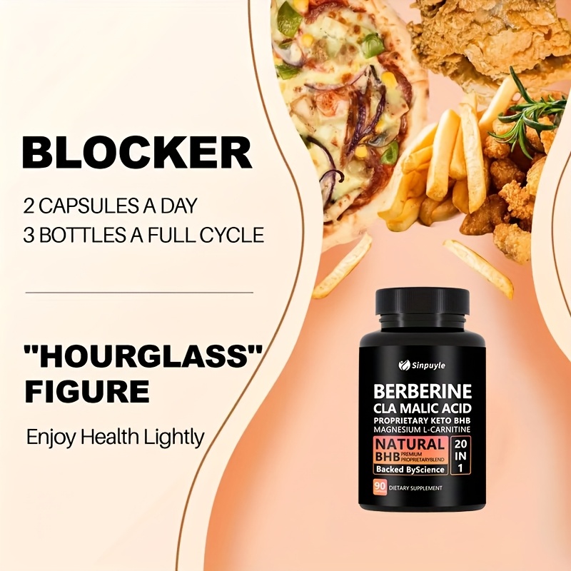 Berberine 20 In 1 Keto BHB Supplement - CLA, Malic Acid & L-Carnitine For Metabolism & Energy Support, 90 Capsules — view 3