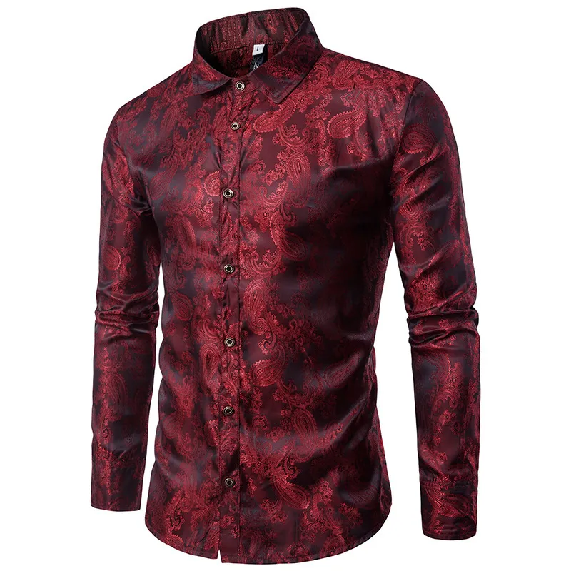 Embroidered Pattern Long Sleeve Plus Size Shirt - Red