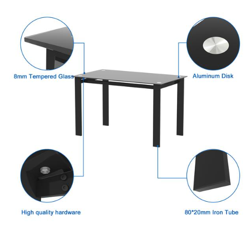 Modern Tempered Glass Black Dining Table_voghion.com