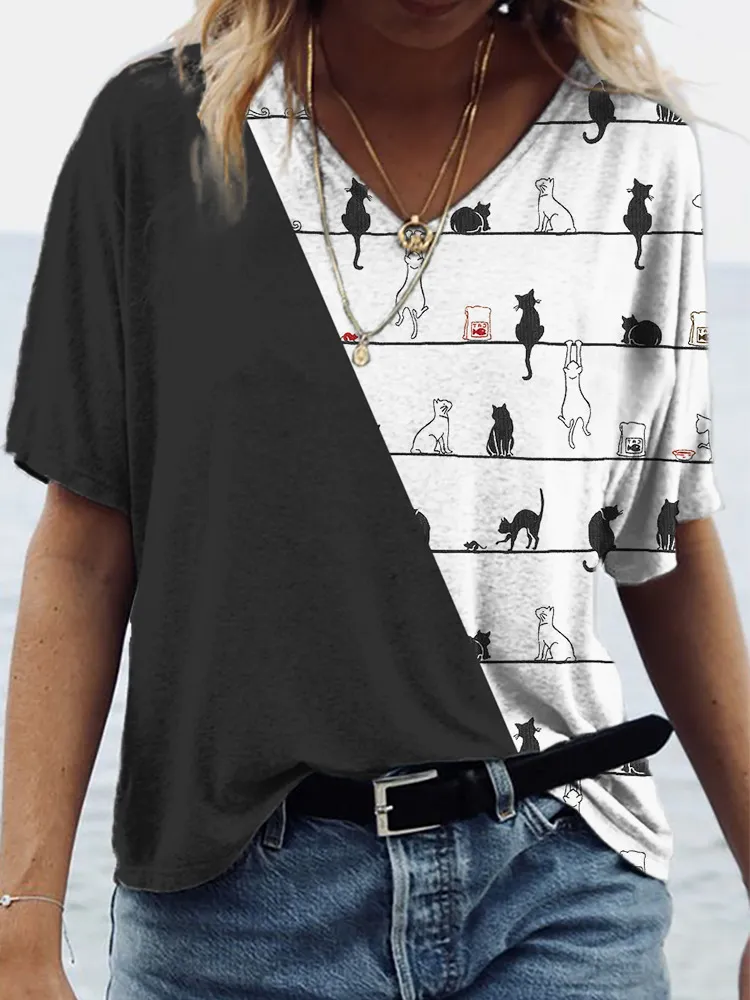 3D Printing Personality Printing Loose Women's T Shirt Top - Jl2270412-S