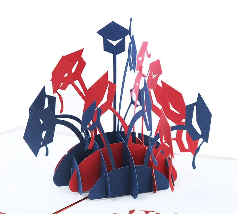 Three-dimensional Greeting Card Creative 3D Card Graduation - Red