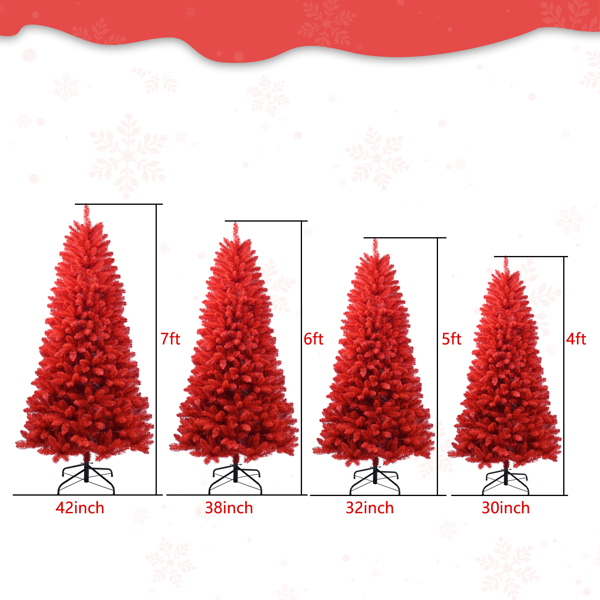 Artificial 4ft Red Christmas Tree With 456 PVC Branch Tips, Hinged Premium
