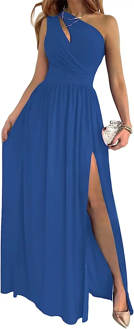 Women's One Shoulder High Split Cutout Sleeveless
