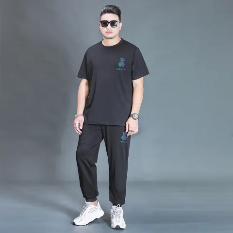 Oversized T-shirt and Trousers Two-piece Fat Casual Sports Suit