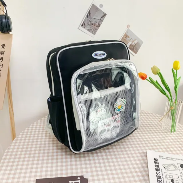 Student Pain Bag Korean Version Of The School Style Funny Personality Transparent Schoolbag Black - Shop at LoveMi