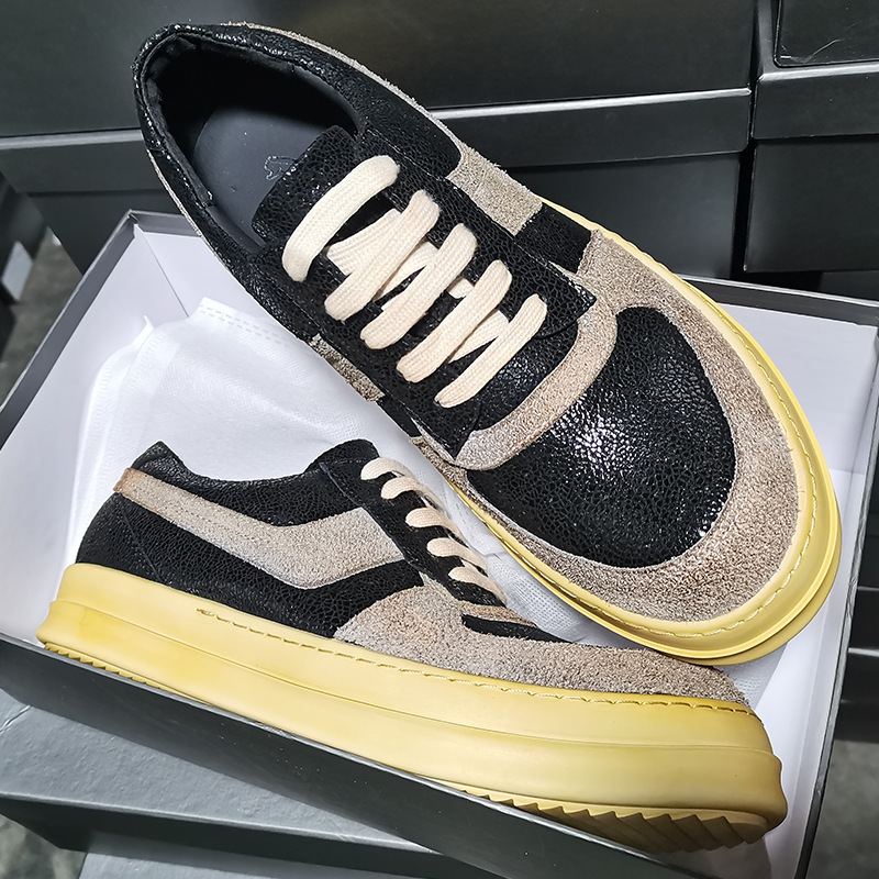 Vintage Distressed Big Hook Stitching Round Toe Sneakers
