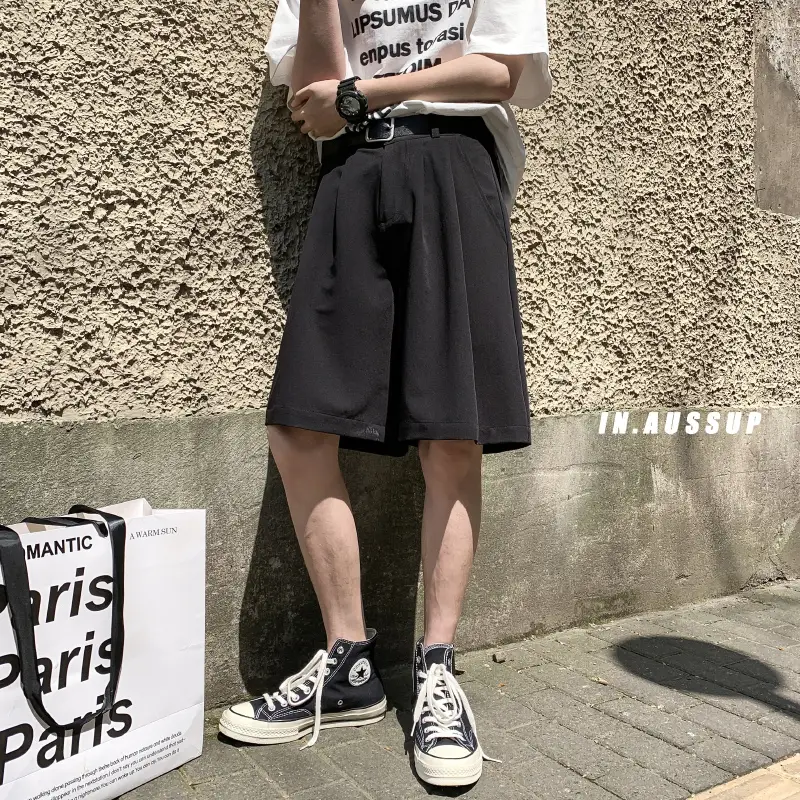 Casual Shorts Wear Thin Style, Wild Loose, Straight Wide-legged Tide Brand Couple Five-point Pants