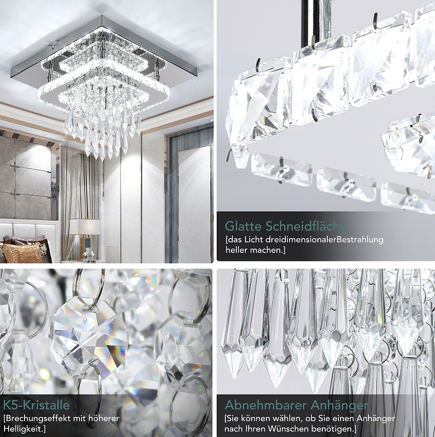 30CM Modern LED Crystal Ceiling Light Square Minimalist