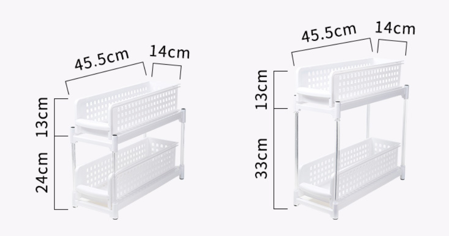 Title 1, Solid Color Plastic Pull-out Double-layer Stora...